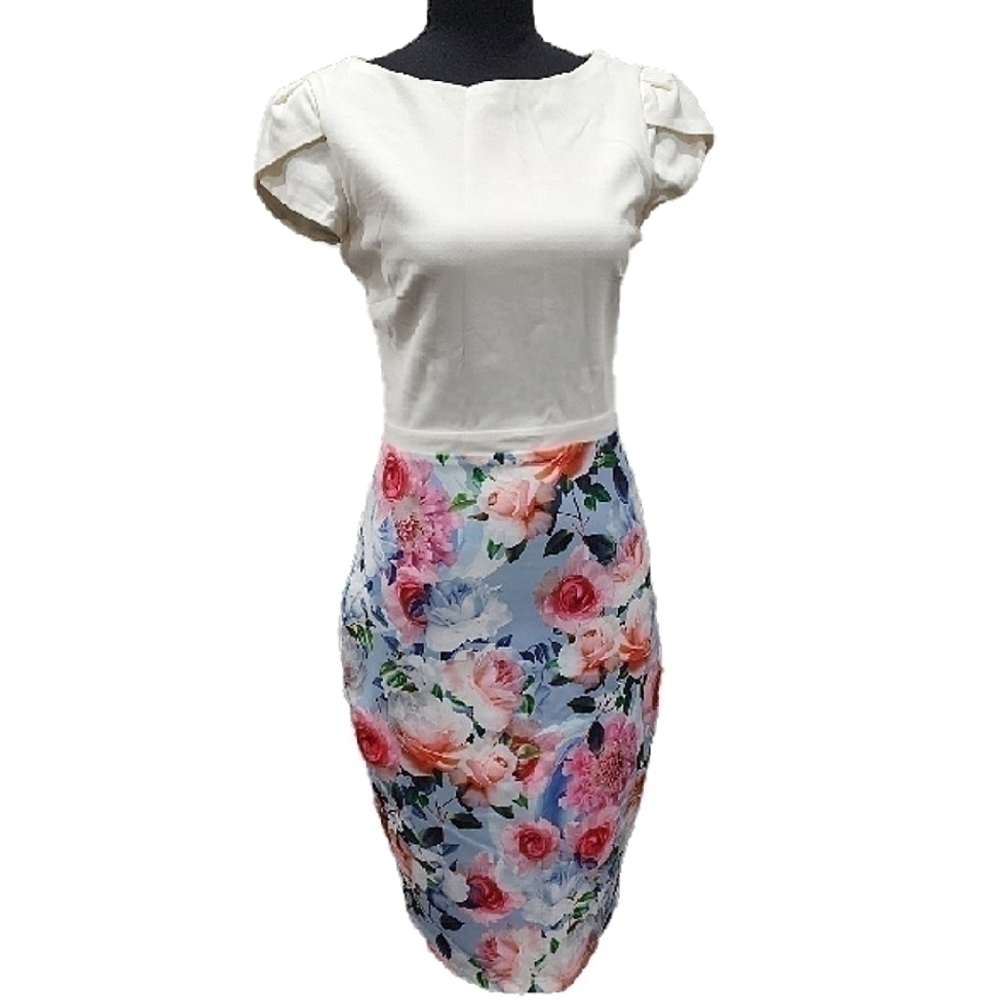 Paper Dolls London Floral Pencil Fitted Womens Dress Size 2
